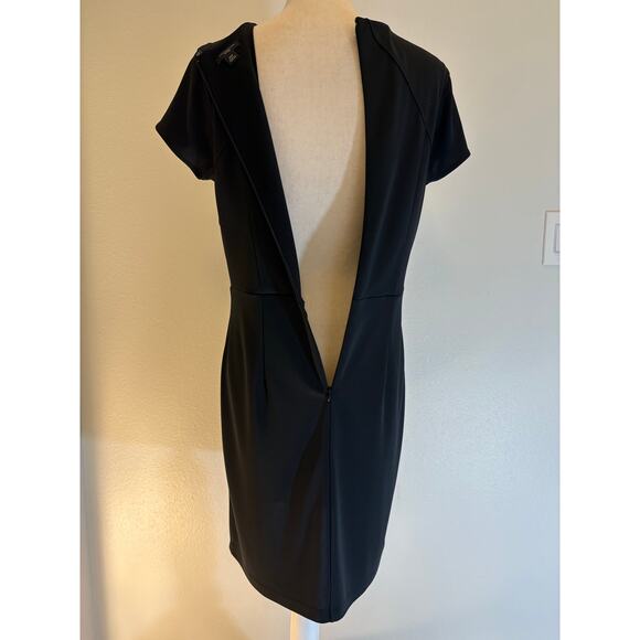 ANN TAYLOR Petite 10P Black Sheath Dress | Midi Stretch Classic Chic - Picture 5 of 7